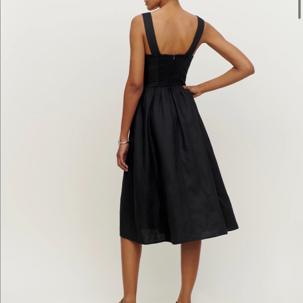 Reformation Tagliatelle Linen Dress Black NWOT - Picture 2 of 6
